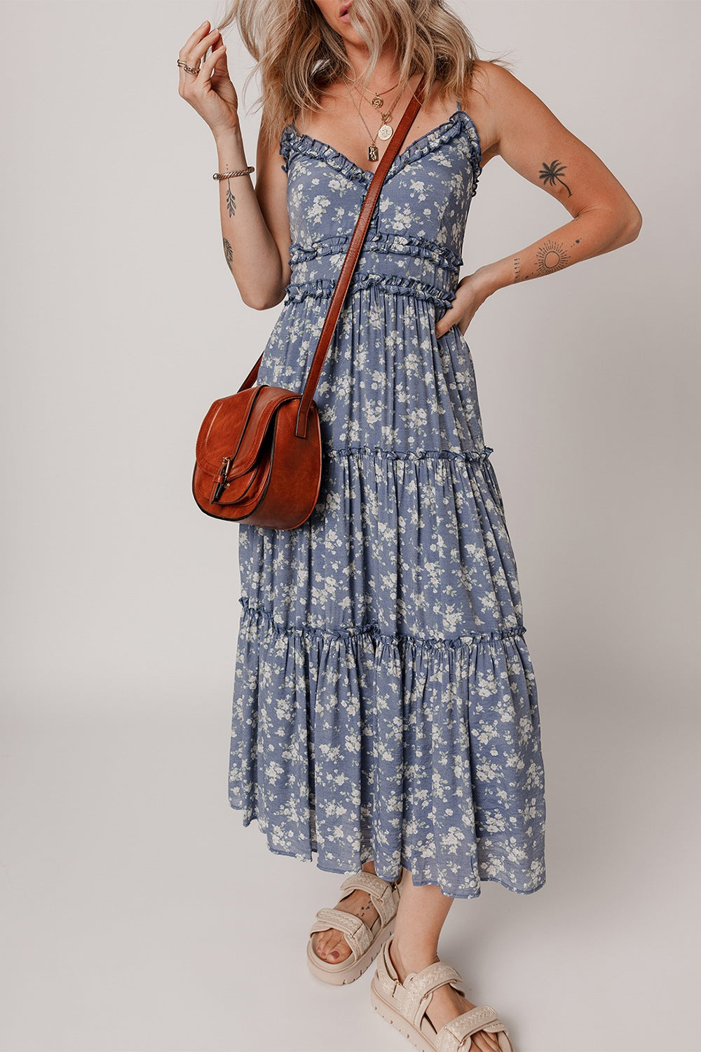 Enchanting Floral Tiered Midi Dress - Romantic Summer Essential.