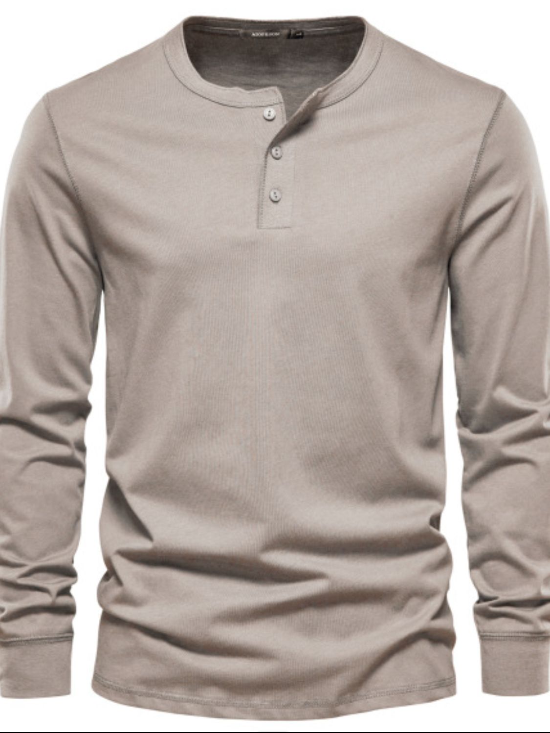 Quarter Button Round Neck Long Sleeve T-Shirt.