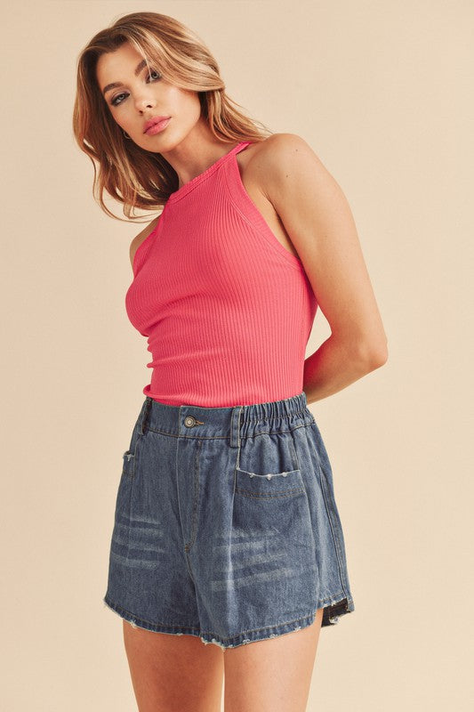 Aemi + Co Ribbed Round Neck Tank.