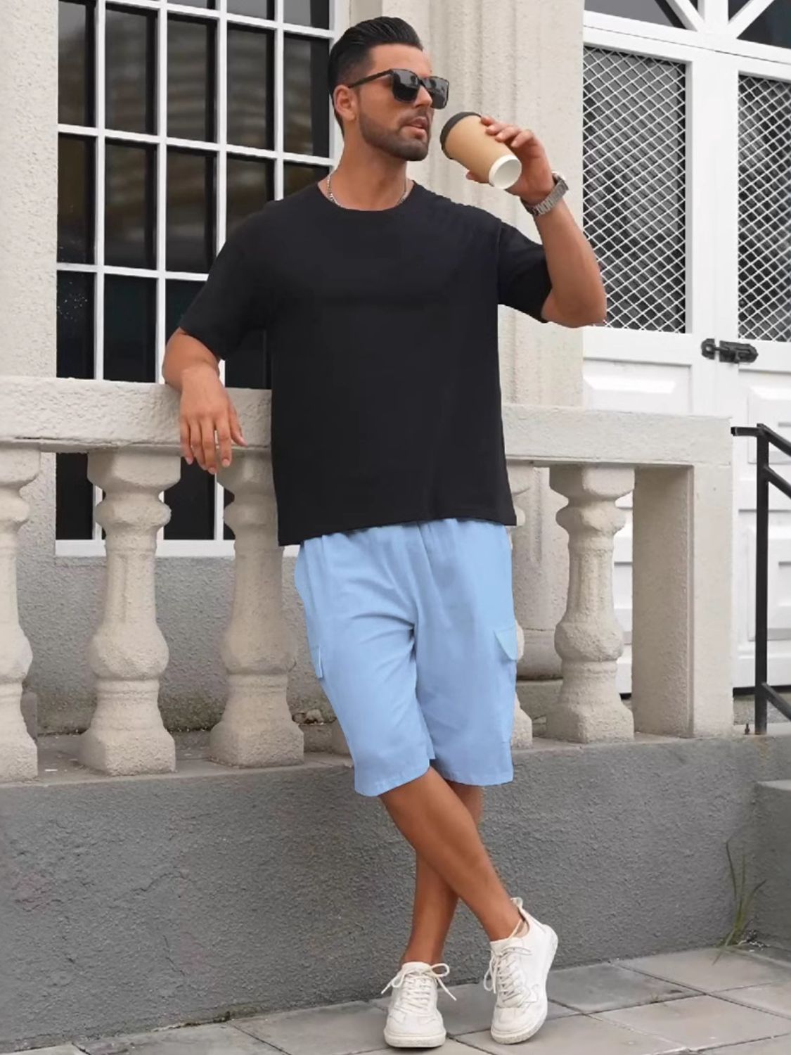 Men's Cargo Pocket Drawstring Shorts - Plus Size Comfort.