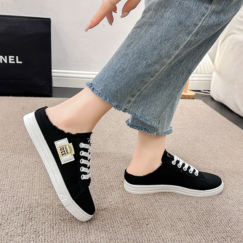 Frayed Hem Canvas Sneakers.