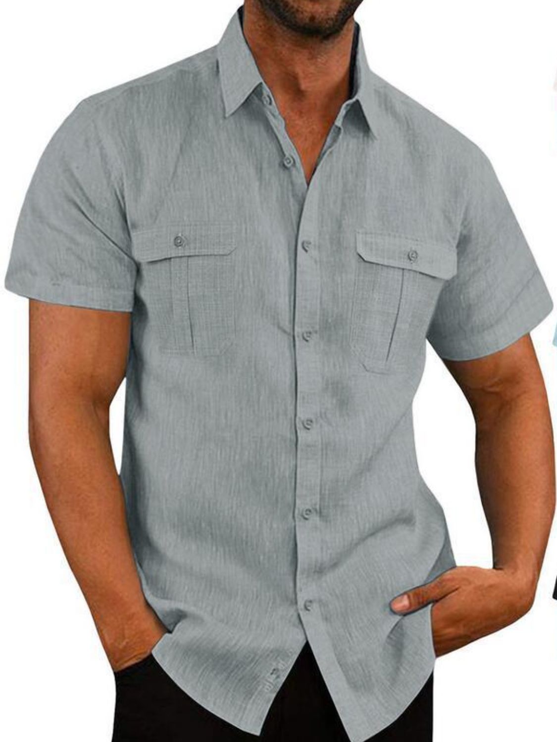 Men's Plus Size Collared Neck Short Sleeve Shirt.
