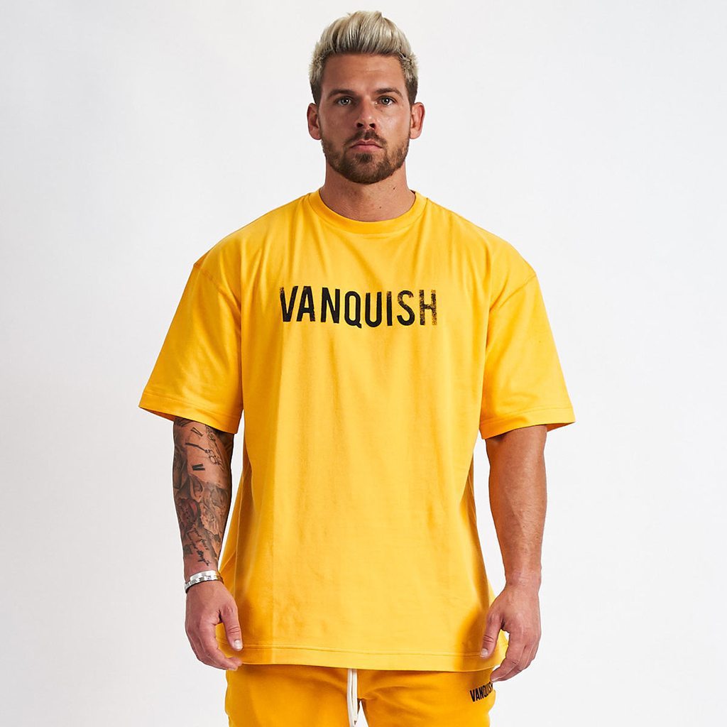 Men's "VANQUISH" Cotton-Blend Round Neck Half Sleeve T-Shirt.