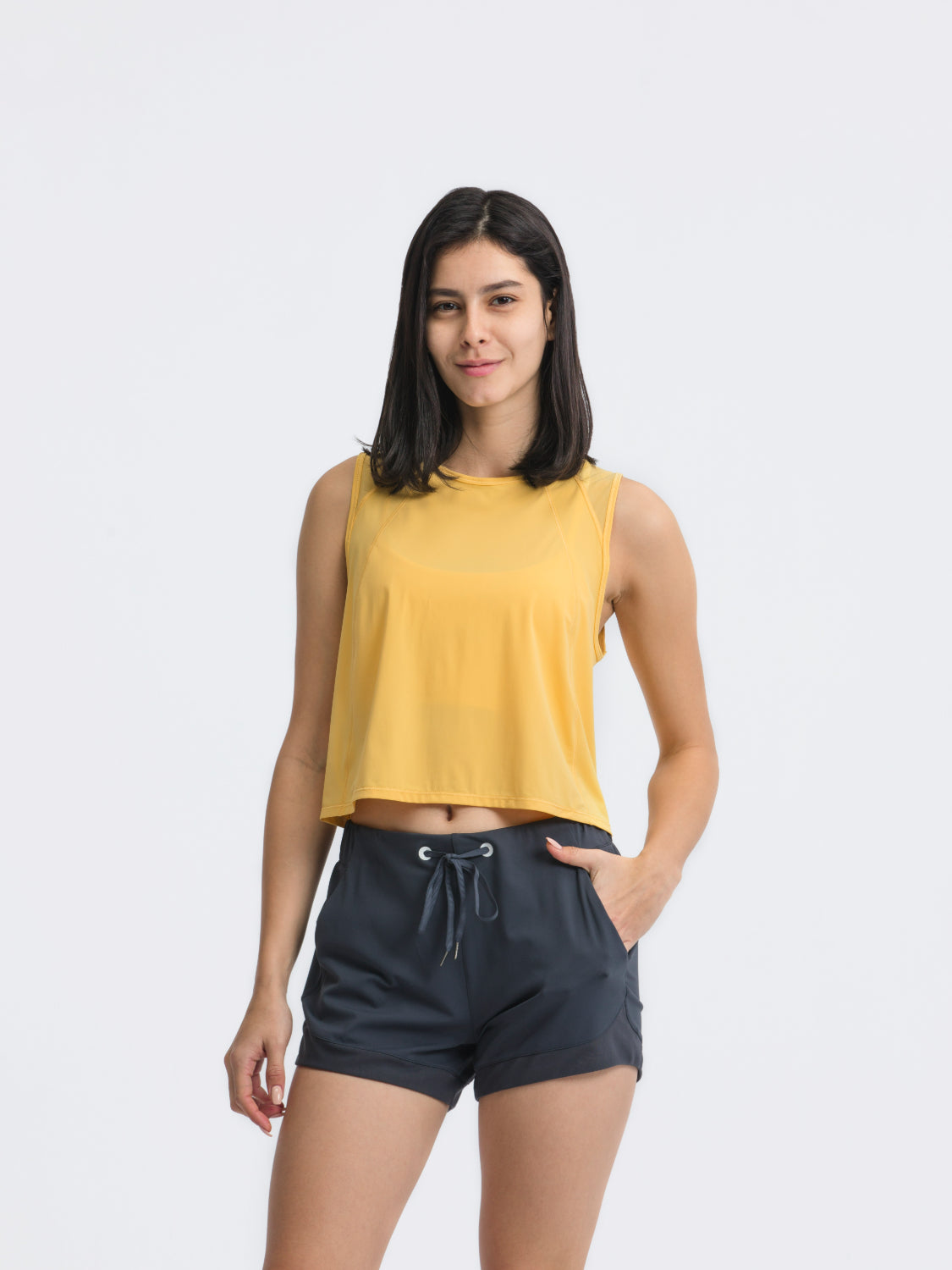 Millennia Round Neck Cropped Active Tank.