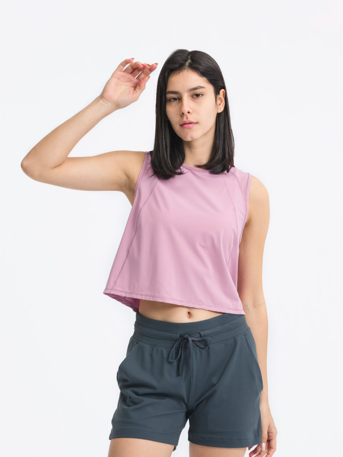 Millennia Round Neck Cropped Active Tank.
