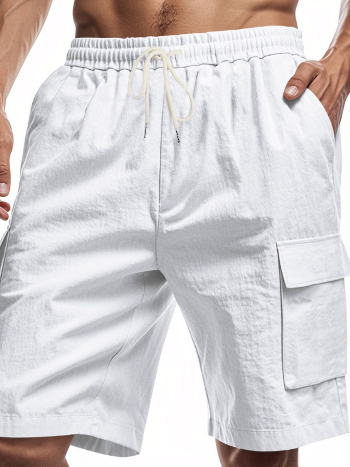 Men's Cargo Pocket Drawstring Shorts - Plus Size Comfort.