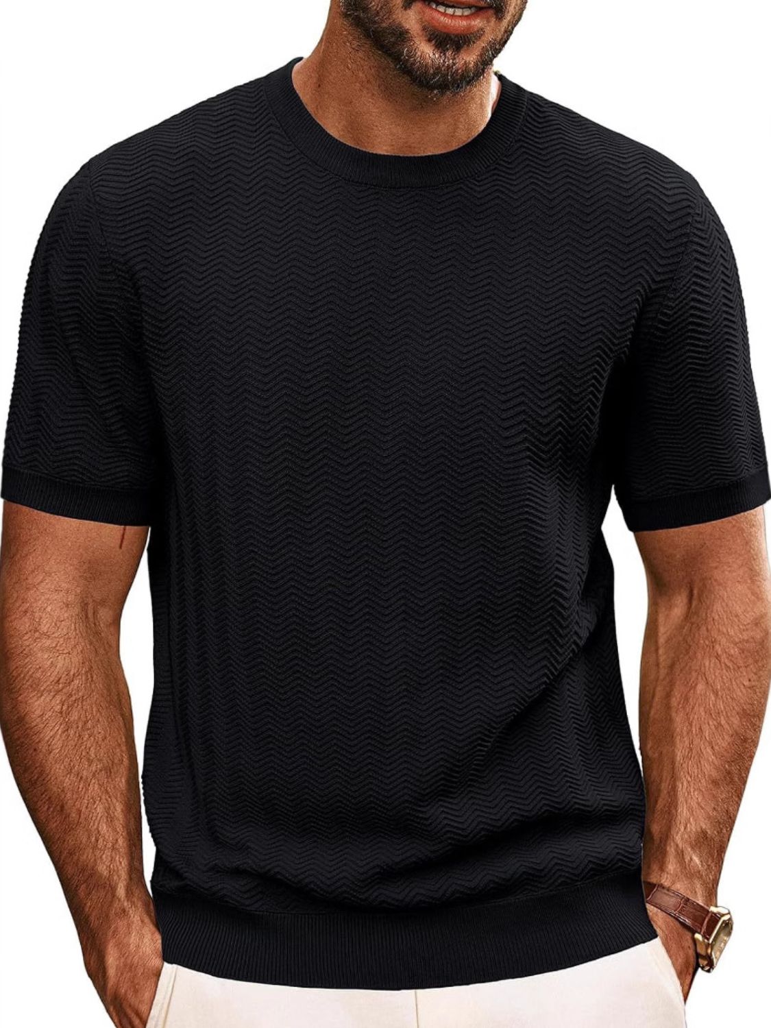 Men's Classic Round Neck T-Shirt - Plus Size Comfort.