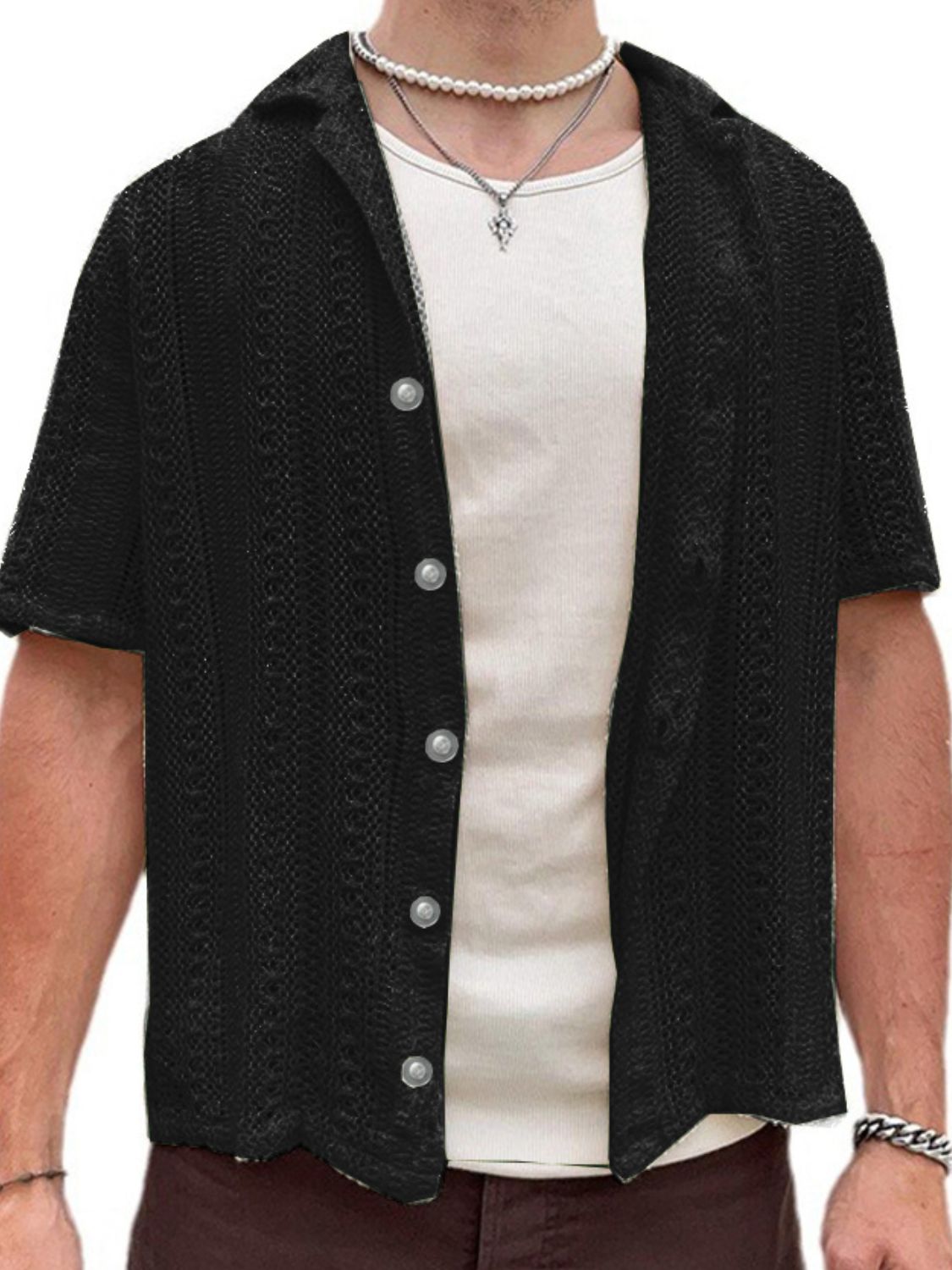 Men's Versatile Button Down Short Sleeve Shirt - Plus Size.