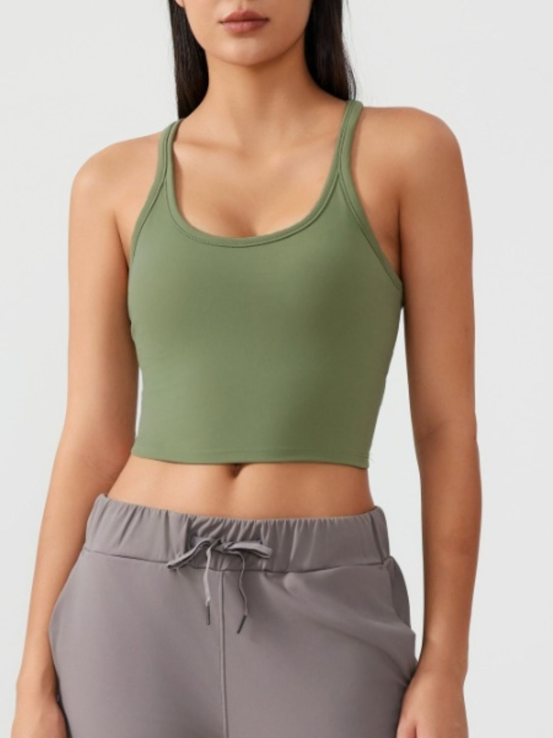Millennia Scoop Neck Active Tank with Detachable Chest Pads.