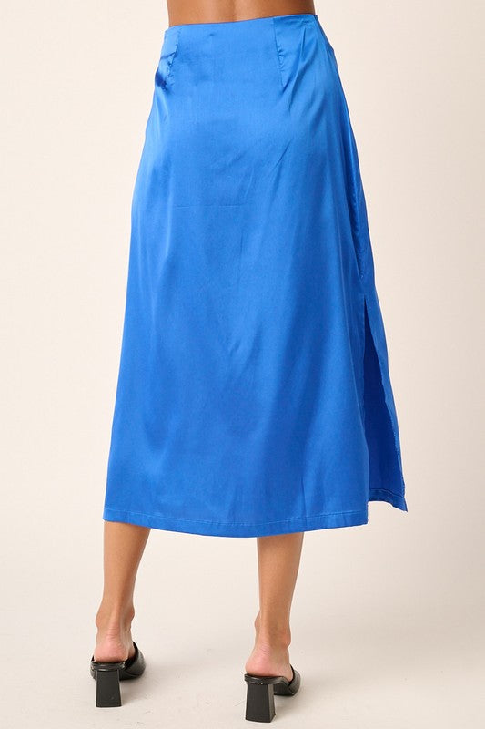 Mittoshop Side Slit Satin Midi Skirt.