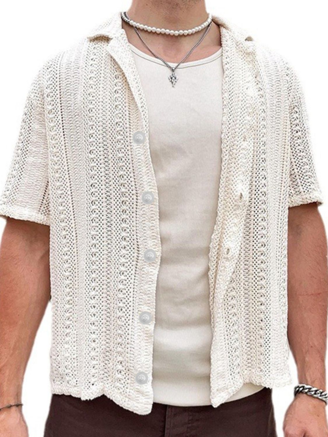 Men's Versatile Button Down Short Sleeve Shirt - Plus Size.