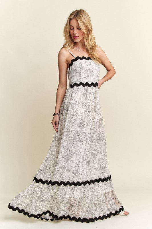 ADORA Floral Adjustable Strap Maxi Cami Dress.