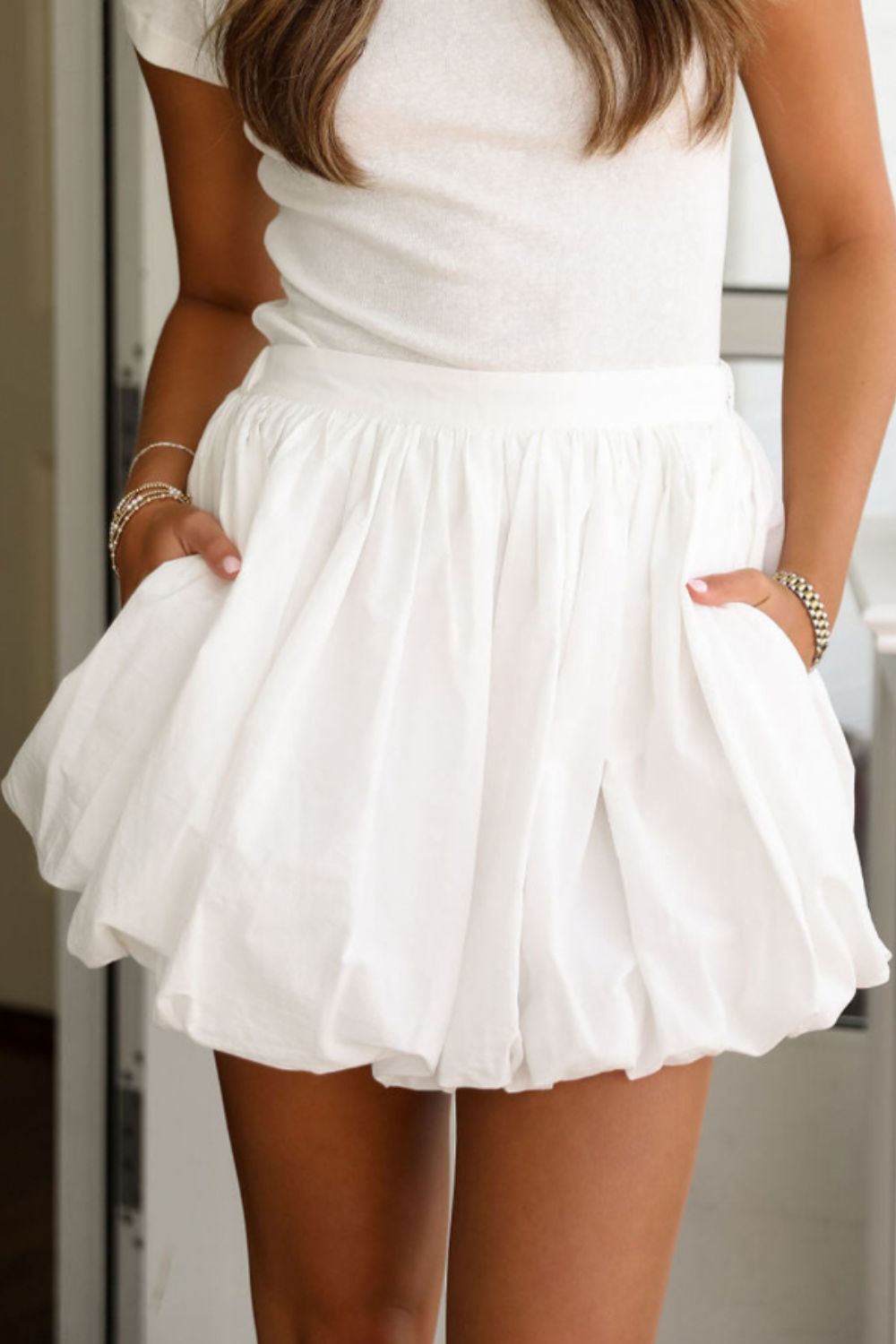Bubble Mini Skirt with Pockets.