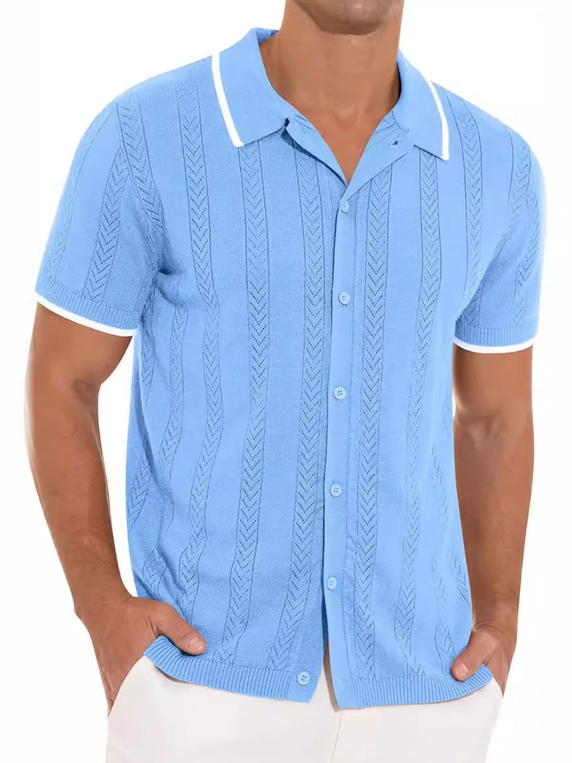 Men's Plus Size Button Down Short Sleeve Shirt - Classic Casual Style.