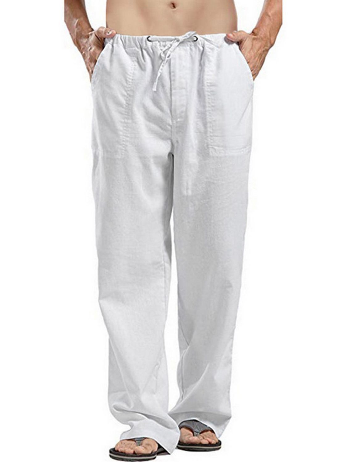 Men's Full Size Drawstring Straight Leg Pants - Plus Size.