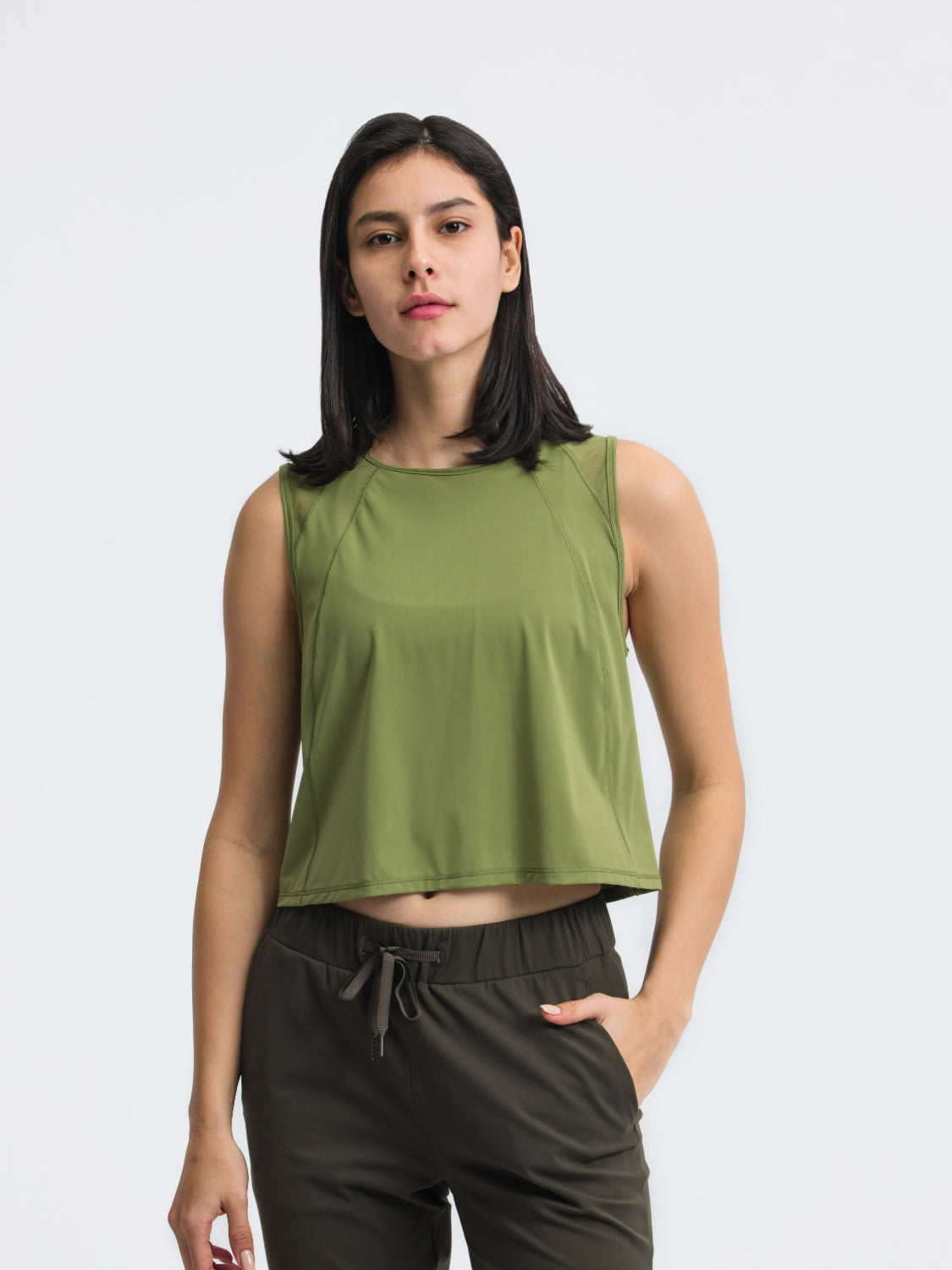 Millennia Round Neck Cropped Active Tank.