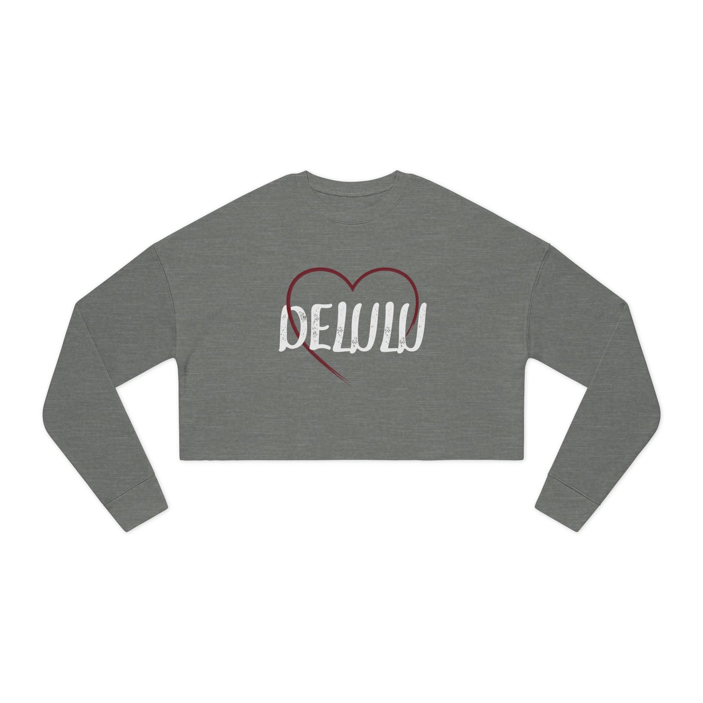 "Delulu" Cropped Crewneck Sweatshirt.
