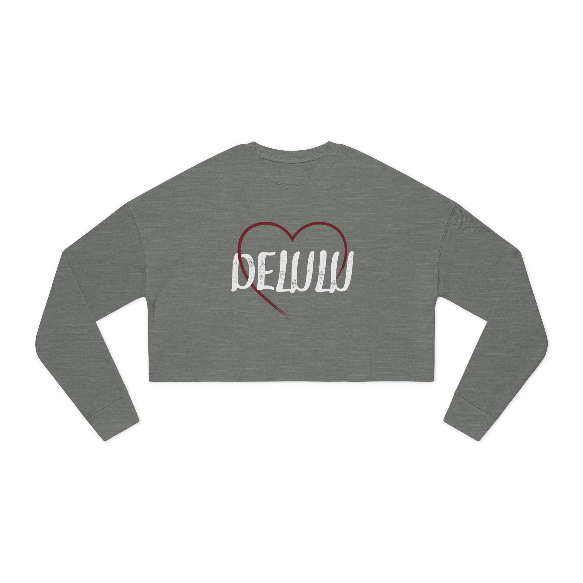 "Delulu" Cropped Crewneck Sweatshirt.