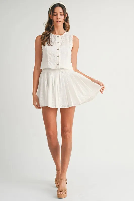 MABLE Eyelet Lace Top and Mini Skirt Set.