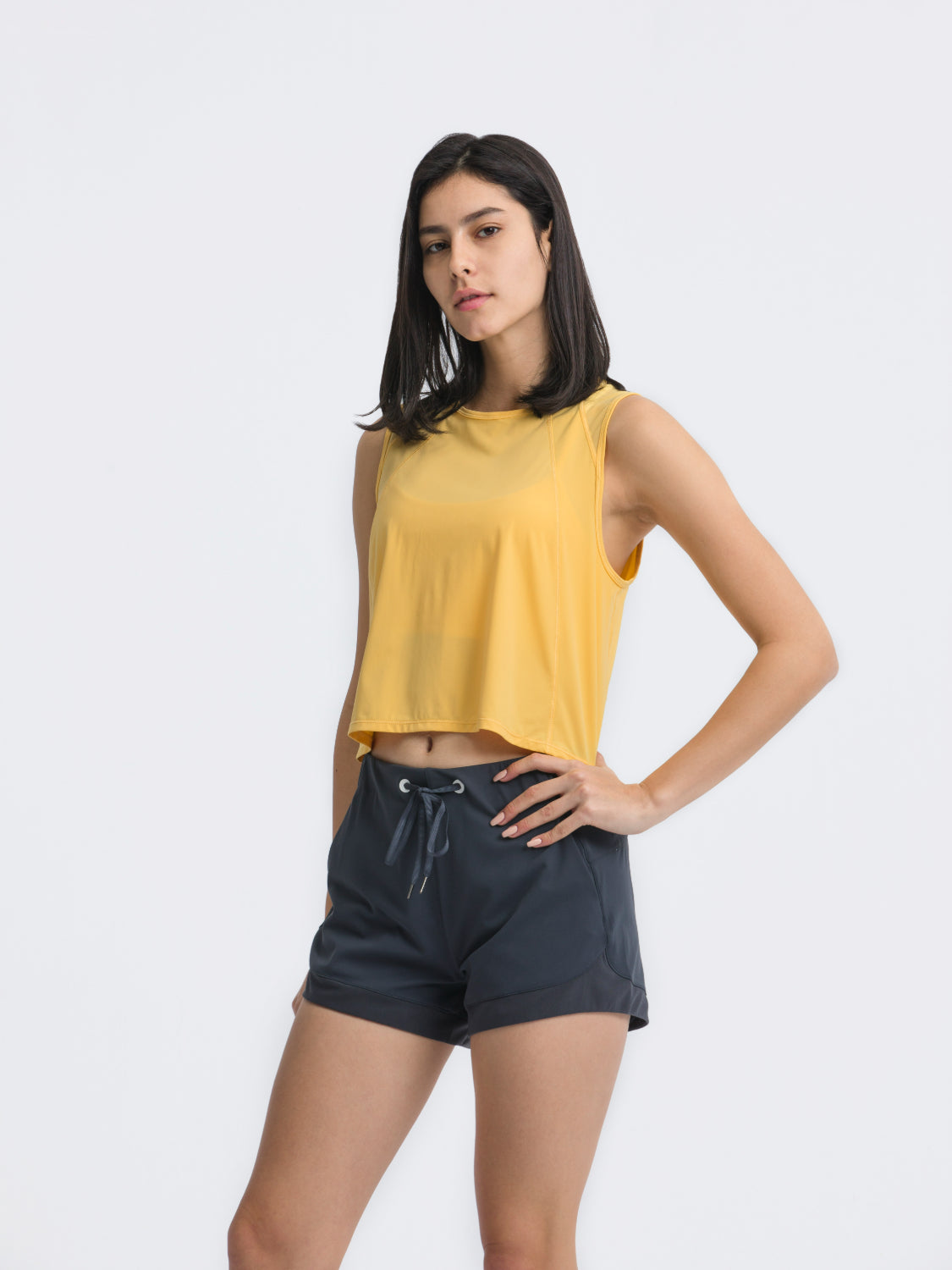 Millennia Round Neck Cropped Active Tank.