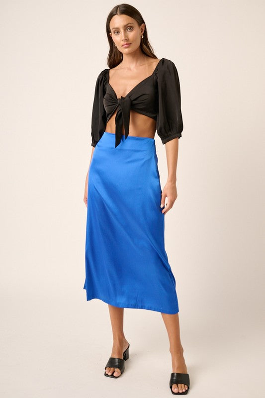 Mittoshop Side Slit Satin Midi Skirt.