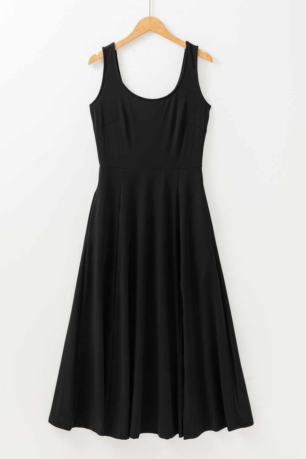 Side Slit Scoop Neck Wide Strap Dress.