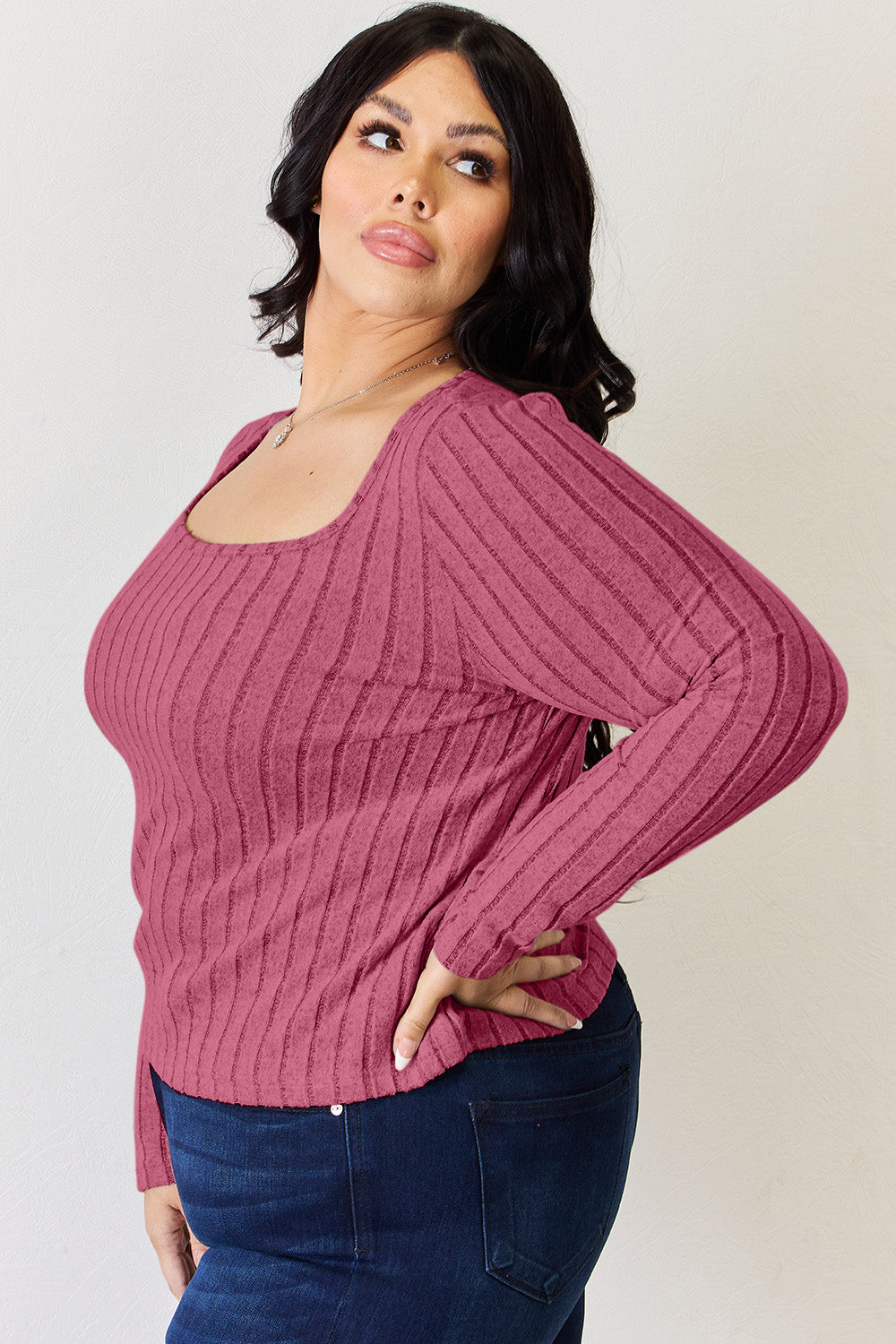 Basic Bae Full Size Ribbed Long Sleeve T-Shirt.