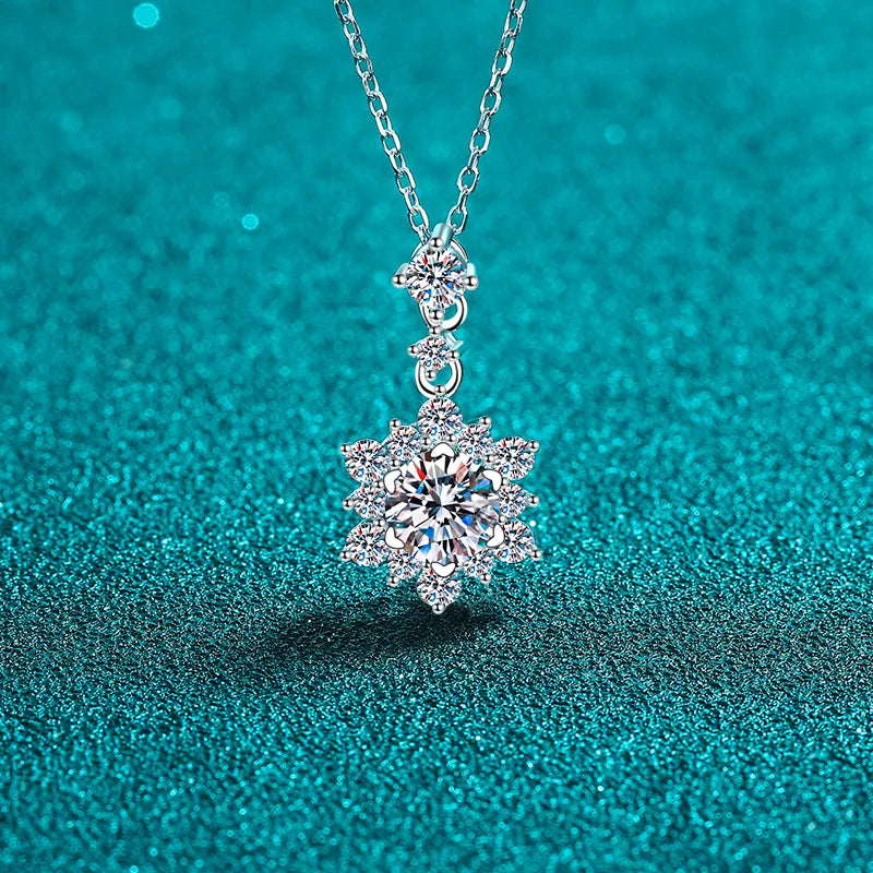 1 Carat Moissanite Zircon 925 Sterling Silver Necklace.