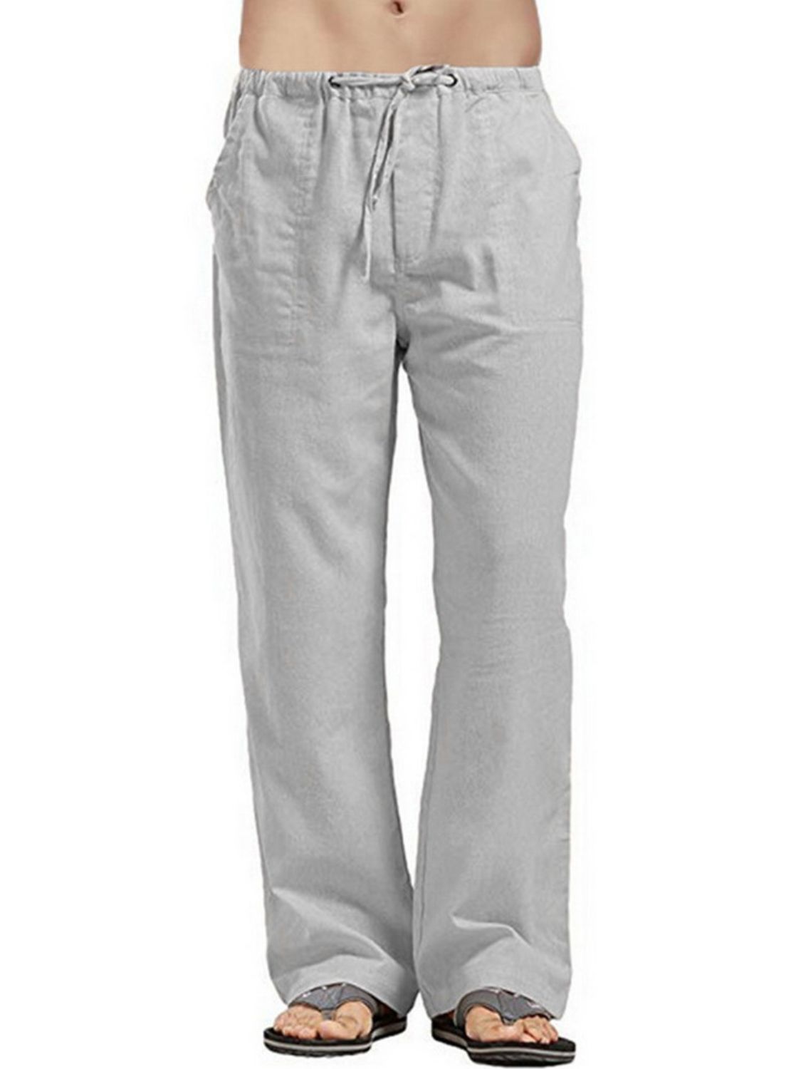 Men's Full Size Drawstring Straight Leg Pants - Plus Size.