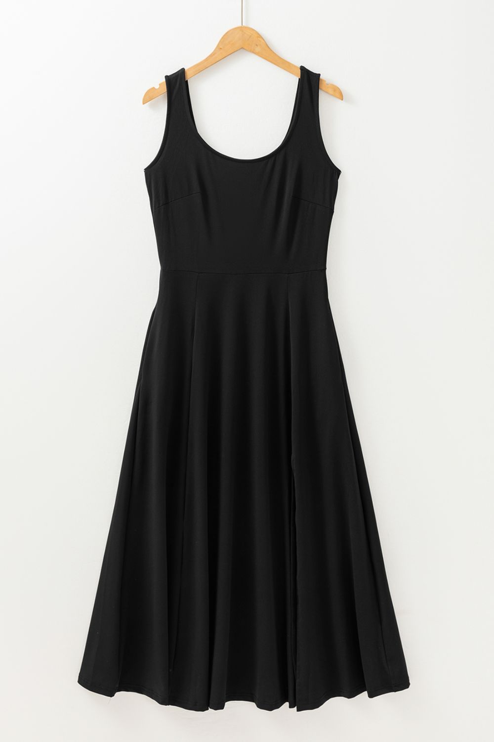Side Slit Scoop Neck Wide Strap Dress.