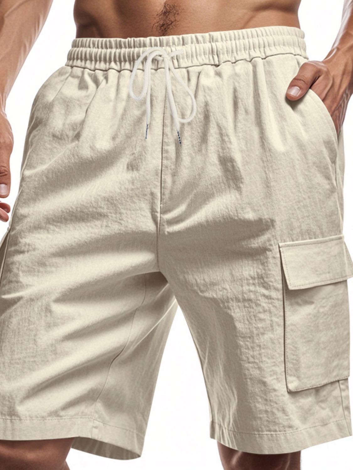 Men's Cargo Pocket Drawstring Shorts - Plus Size Comfort.