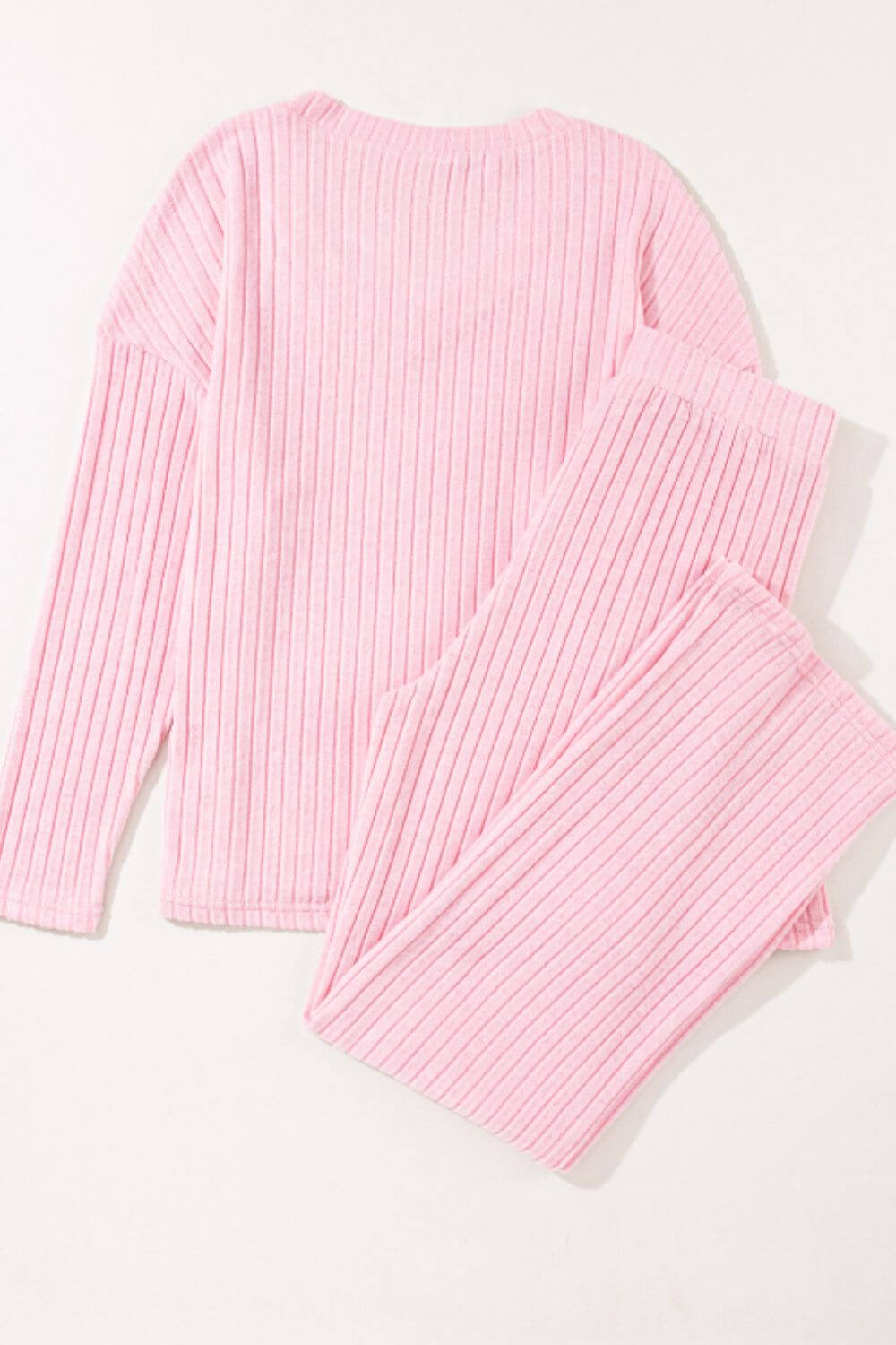 Cozy Ribbed V-Neck Top and Pants Lounge Set.
