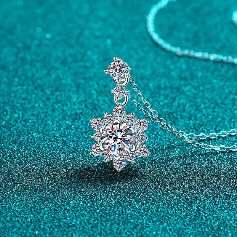 1 Carat Moissanite Zircon 925 Sterling Silver Necklace.