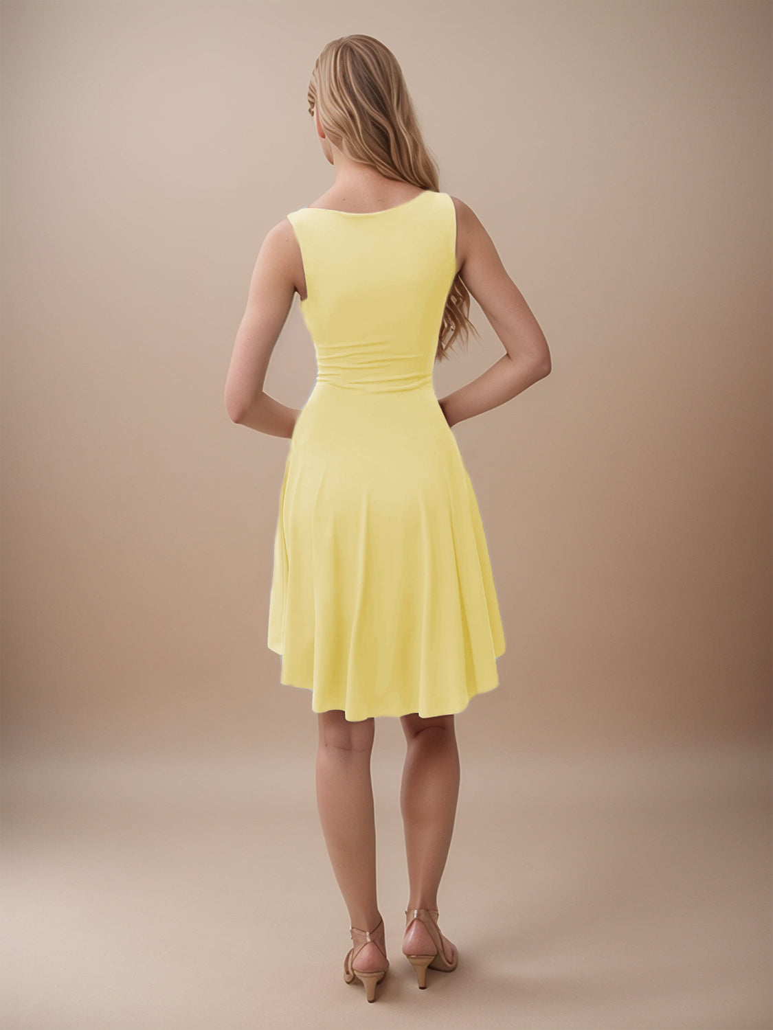 High-Low Round Neck Sleeveless Mini Dress.