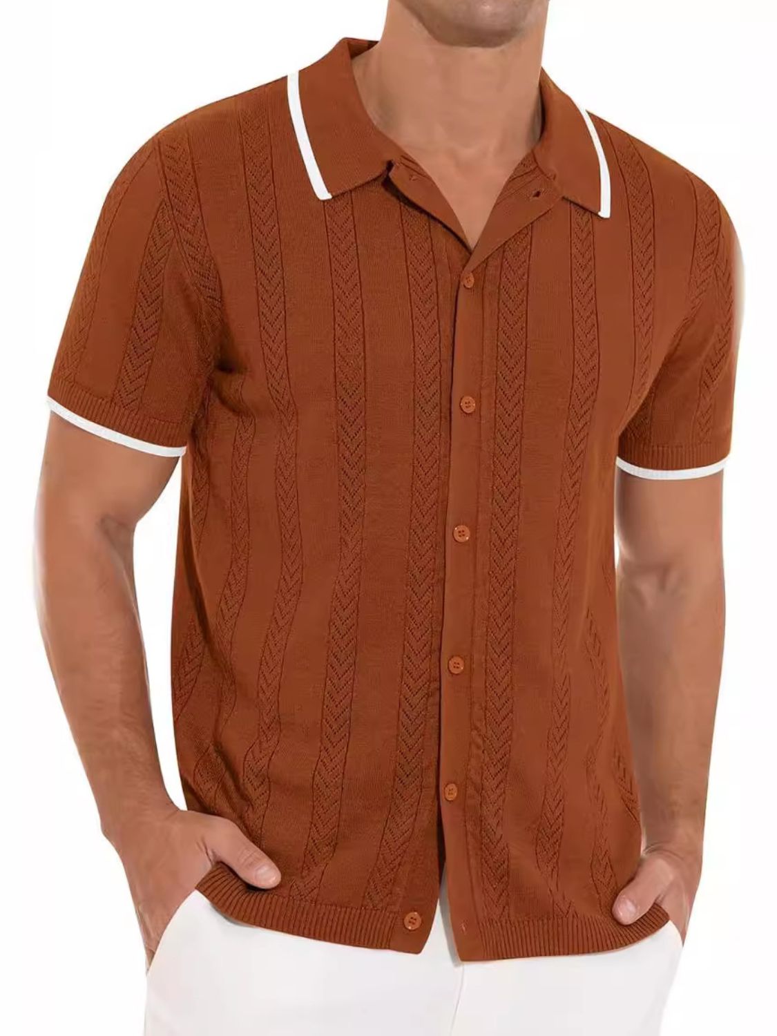 Men's Plus Size Button Down Short Sleeve Shirt - Classic Casual Style.