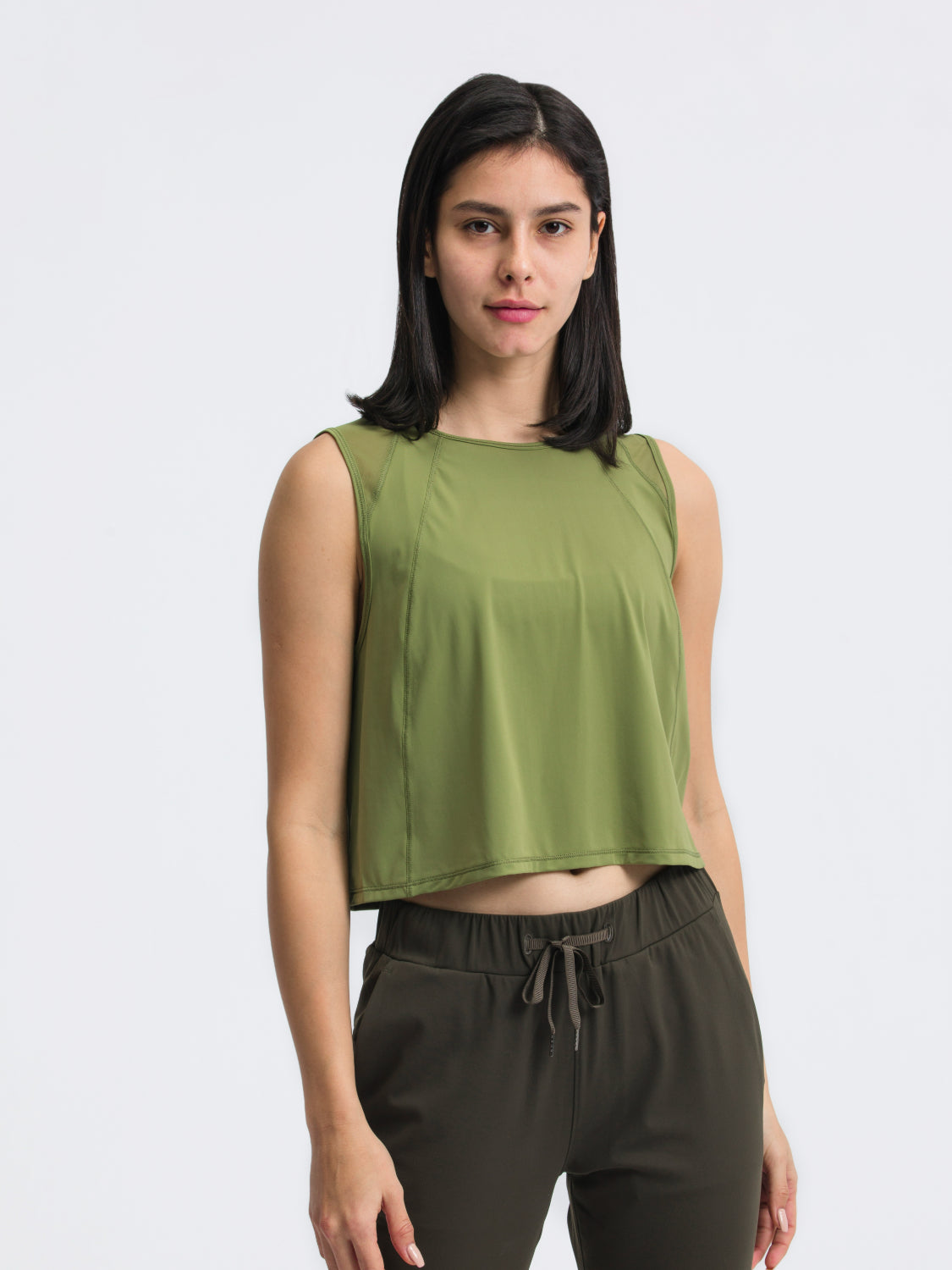 Millennia Round Neck Cropped Active Tank.