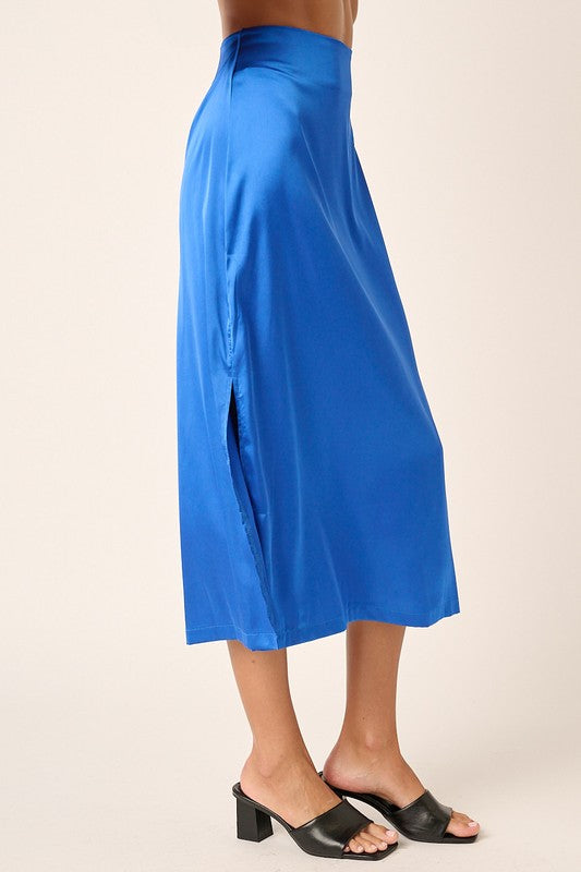 Mittoshop Side Slit Satin Midi Skirt.