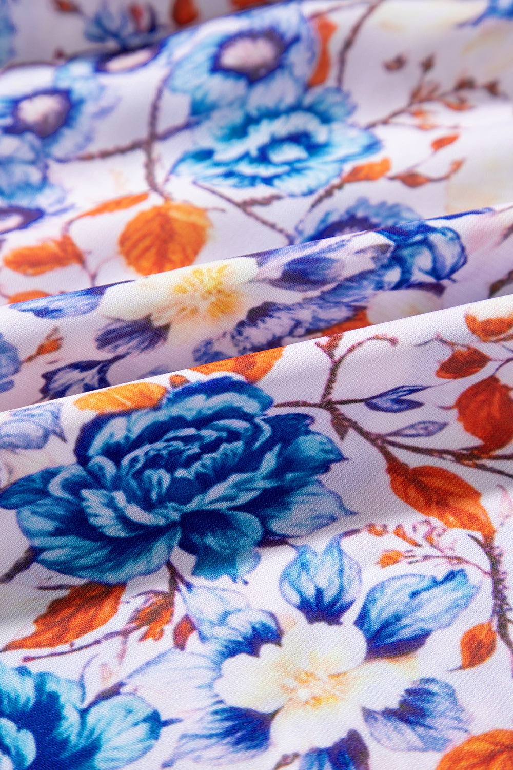 Mixed Floral Print Tie Neck Short Sleeve Dress.