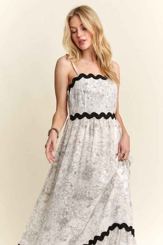 ADORA Floral Adjustable Strap Maxi Cami Dress.