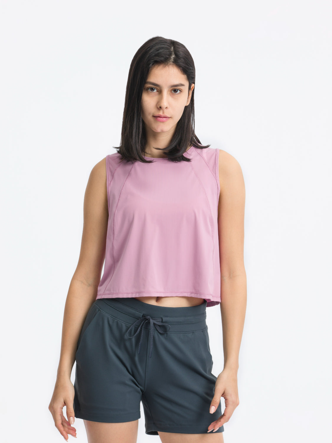 Millennia Round Neck Cropped Active Tank.