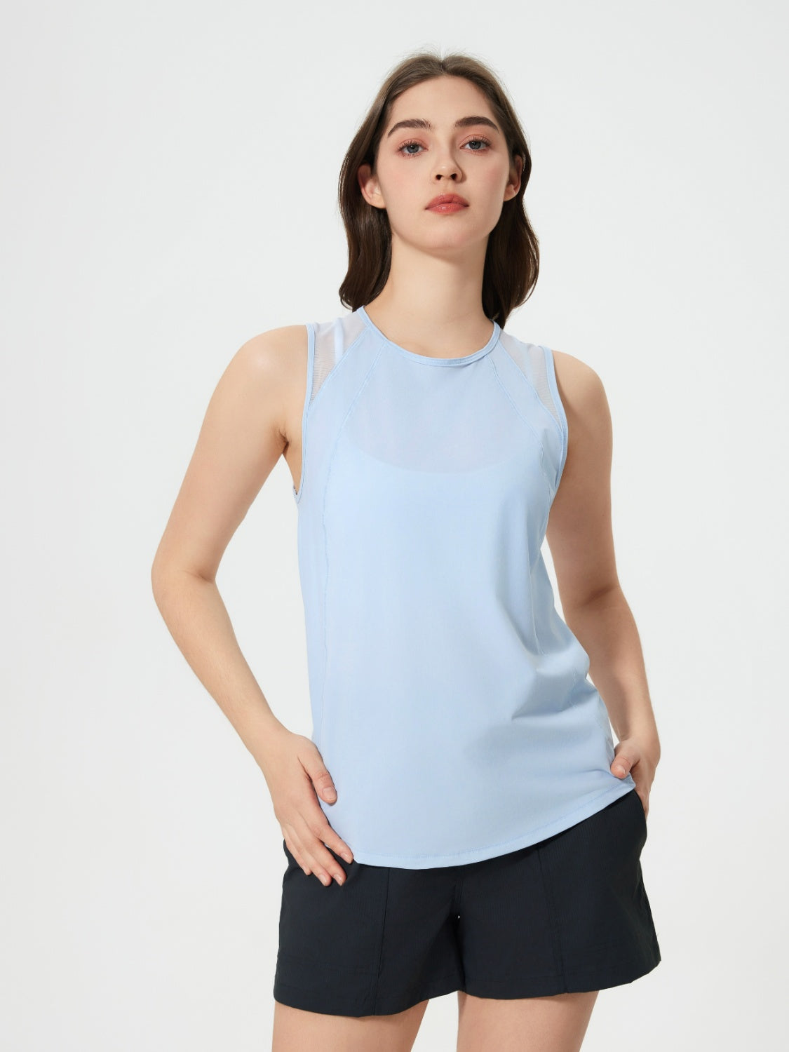 Millennia Cutout Back Round Neck Active Tank.