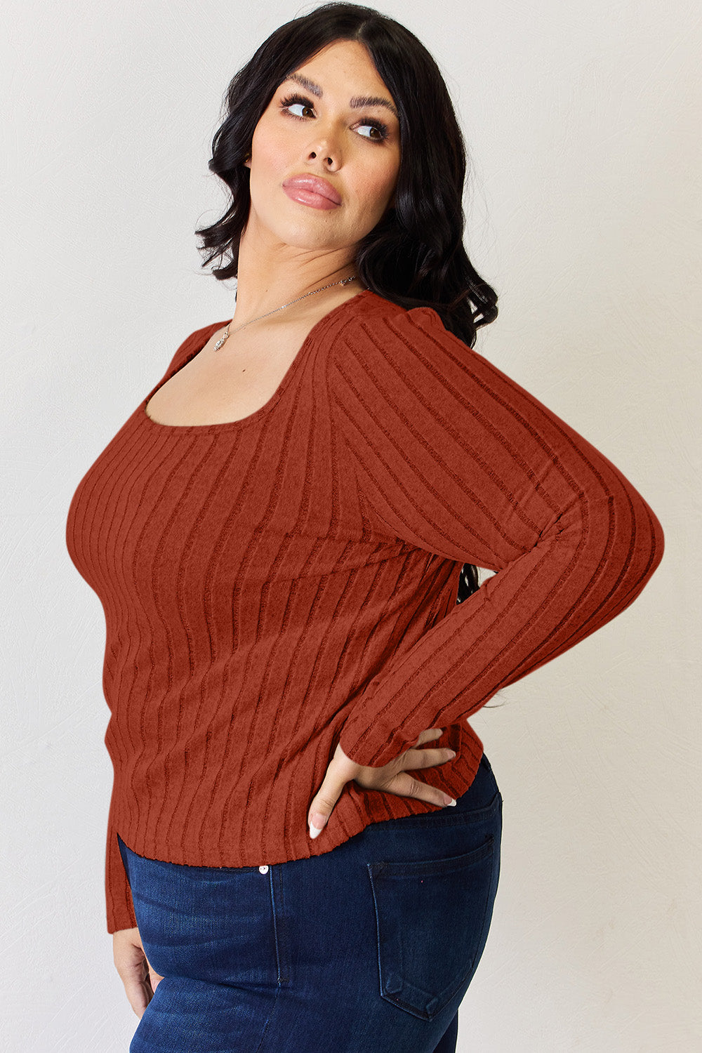 Basic Bae Full Size Ribbed Long Sleeve T-Shirt.