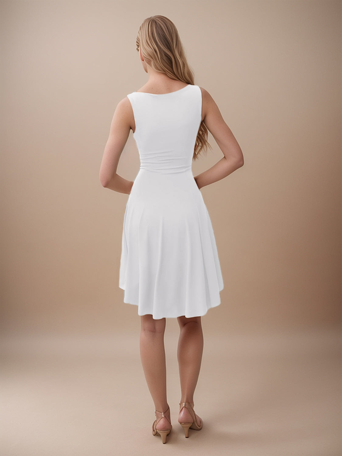 High-Low Round Neck Sleeveless Mini Dress.