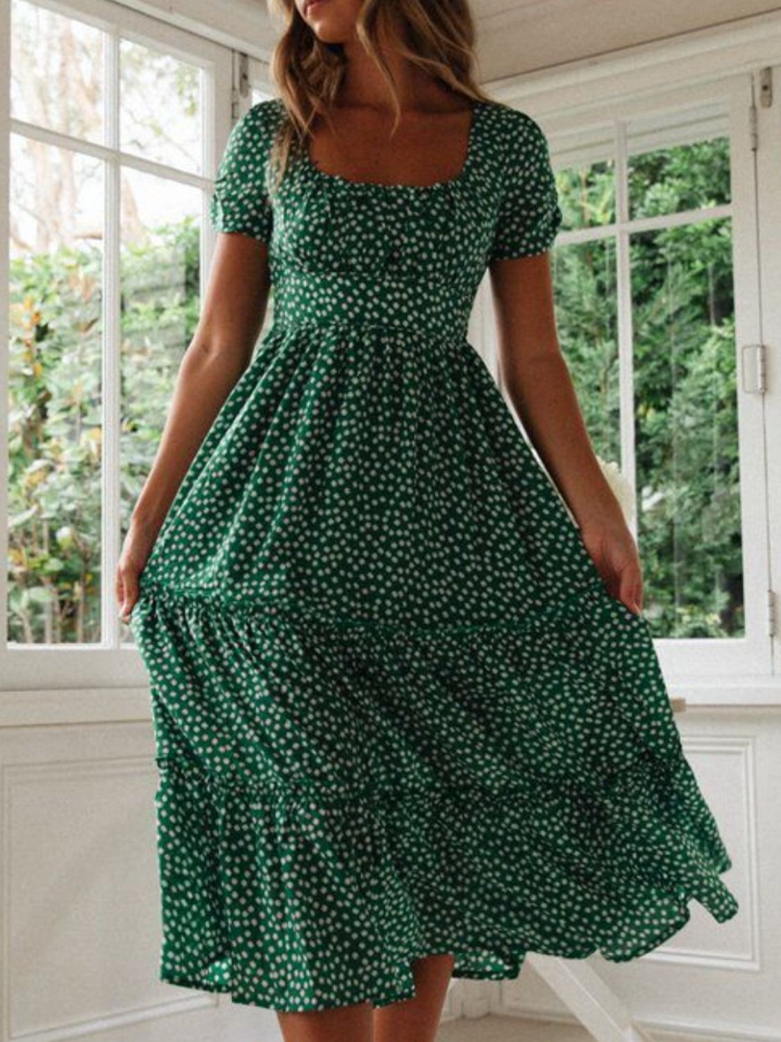 Chic Printed Midi Dress.