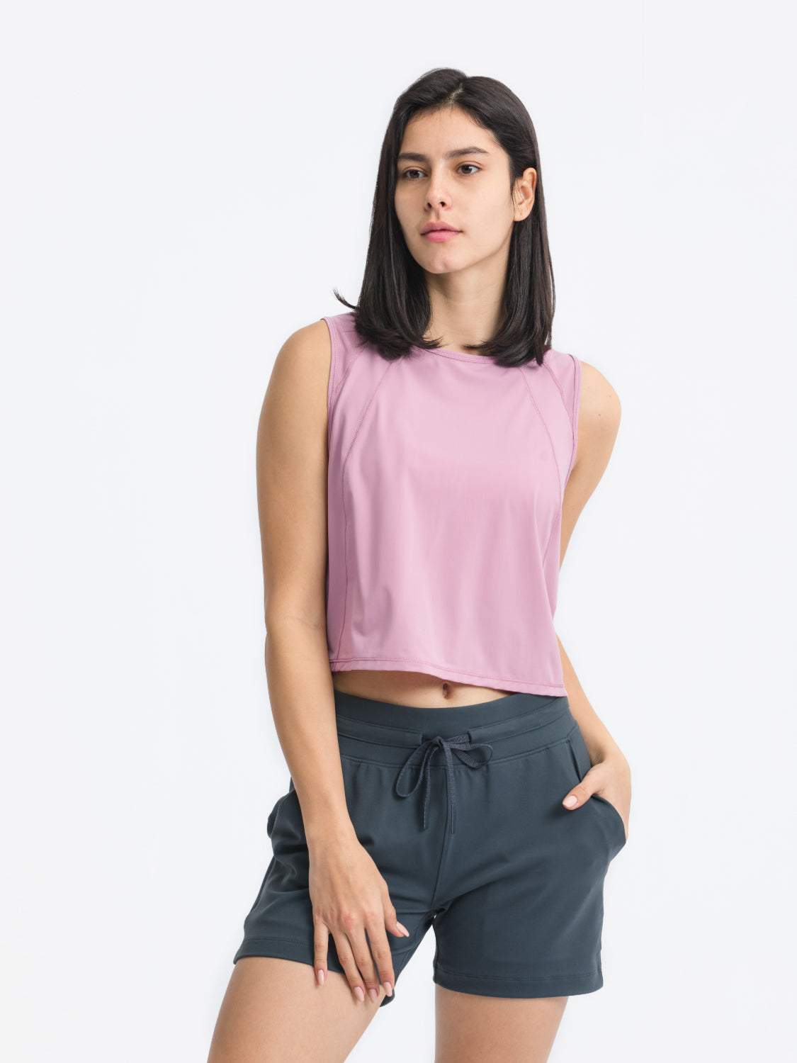 Millennia Round Neck Cropped Active Tank.