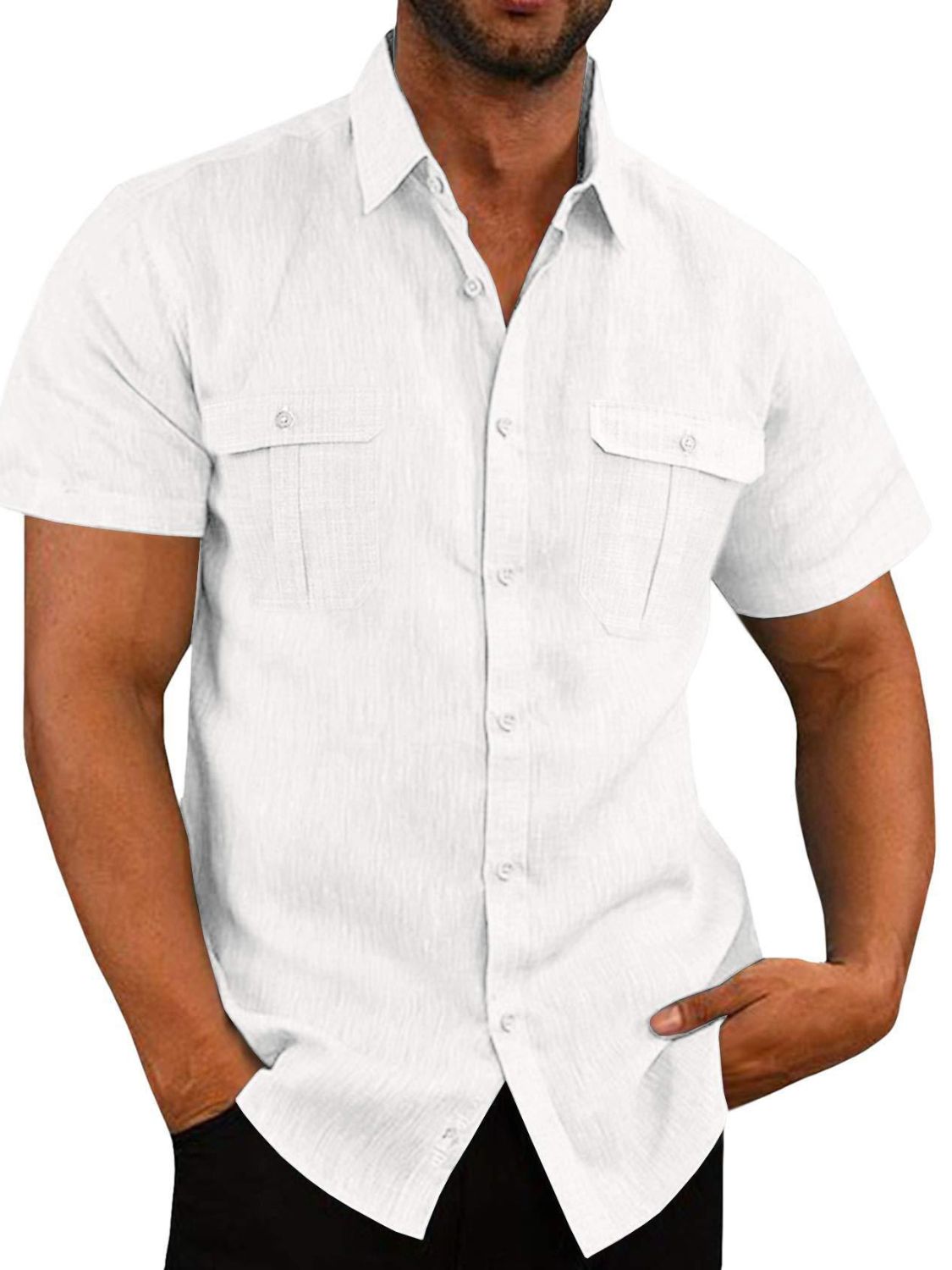 Men's Plus Size Collared Neck Short Sleeve Shirt.