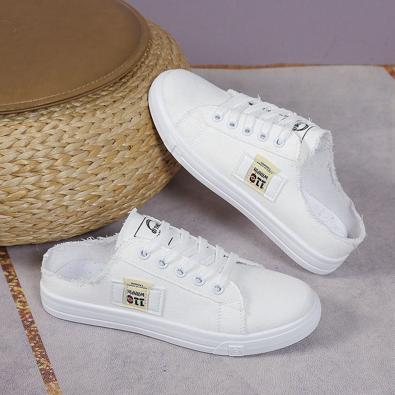 Frayed Hem Canvas Sneakers.