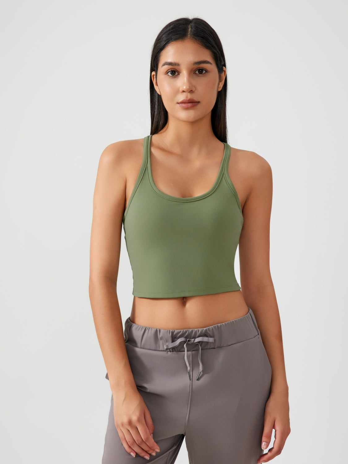 Millennia Scoop Neck Active Tank with Detachable Chest Pads.