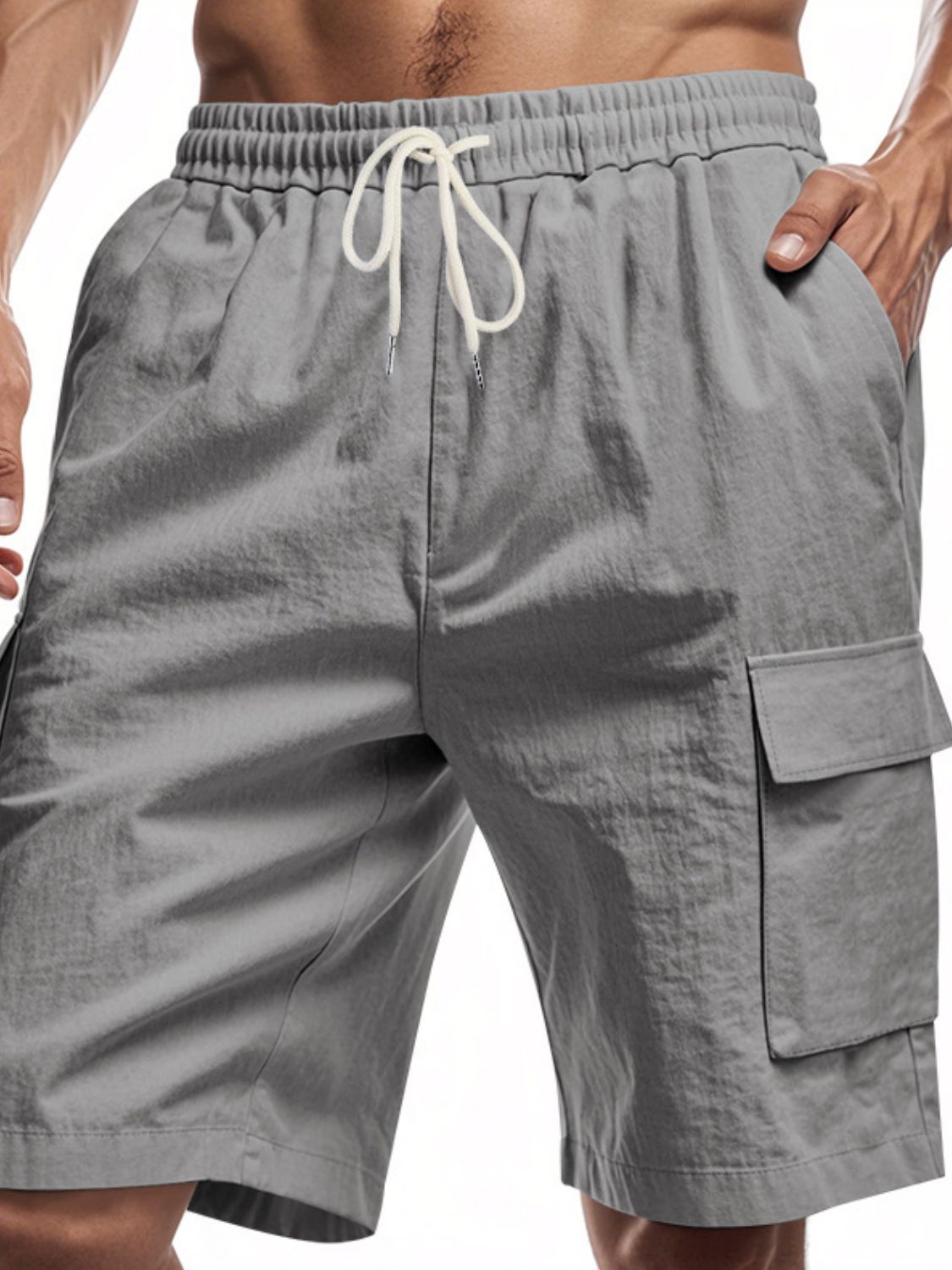 Men's Cargo Pocket Drawstring Shorts - Plus Size Comfort.