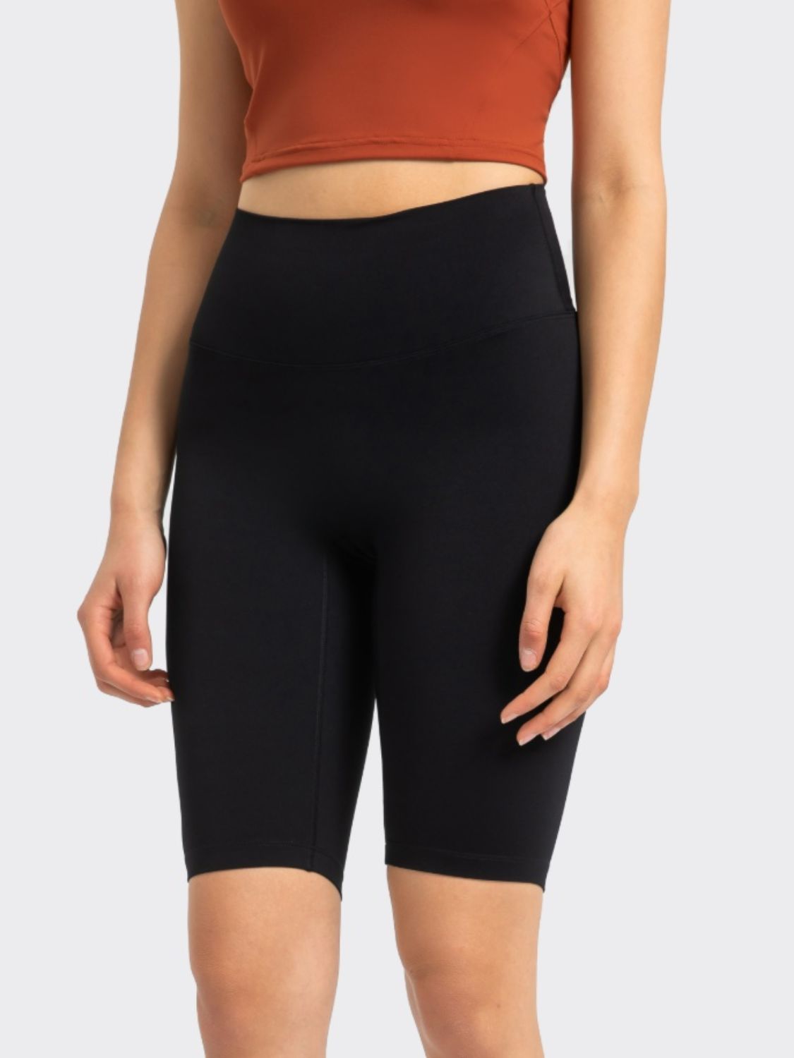 Millennia High Rise Wide Waistband Active Shorts.